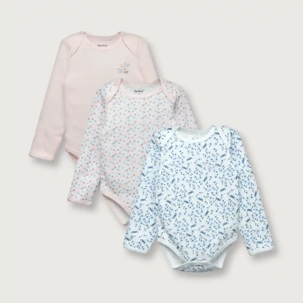 Set Body Manga Larga Niña Rosado Talla Recién Nacido Opaline