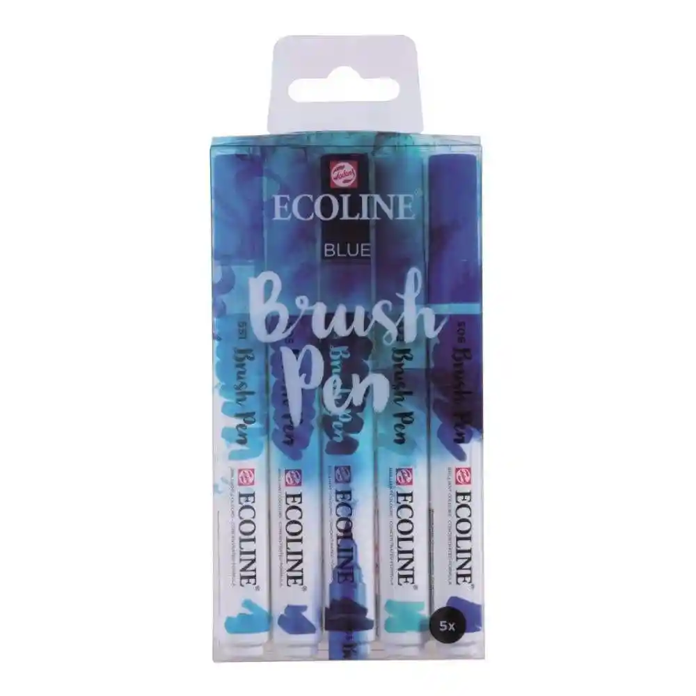 Set Ecoline Brushpen X5 Tonos Azul