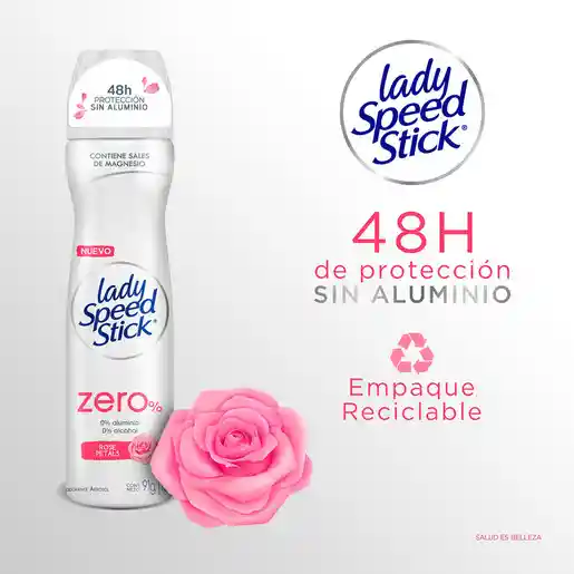 Lady Speed Stick Desodorante Zero% Pétalos de Rosa en Aerosol