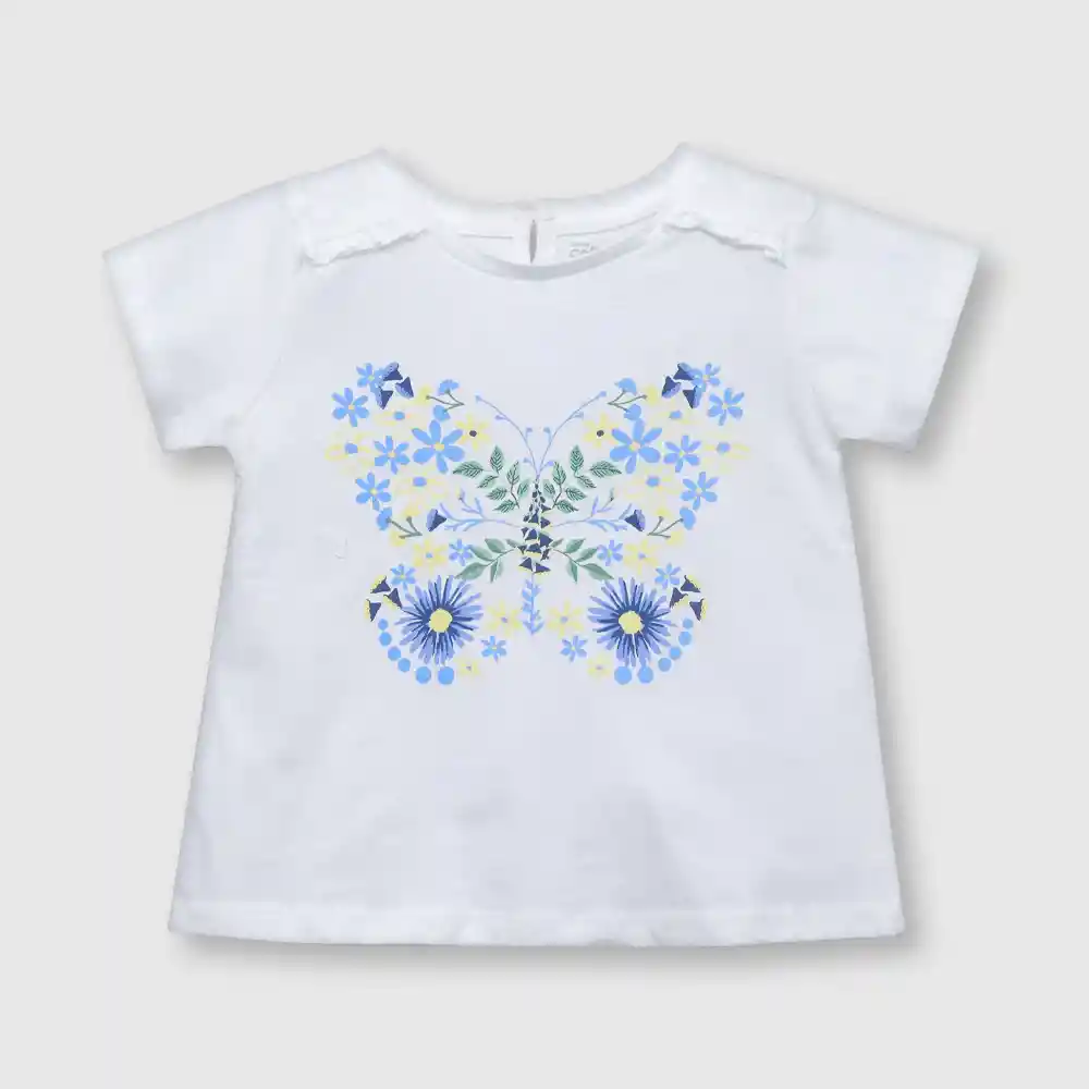 Polera De Bebé Mariposa Niña Blanca Talla 36m