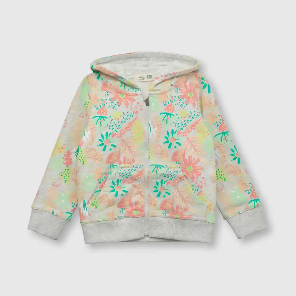 Polerón De Bebé Floreado Niña Gris Talla 24m