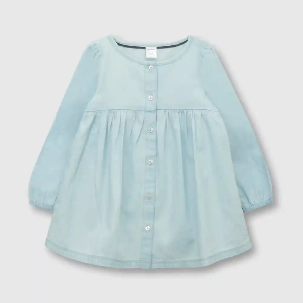 Vestido Manga Larga De Niña Denim Talla 9m