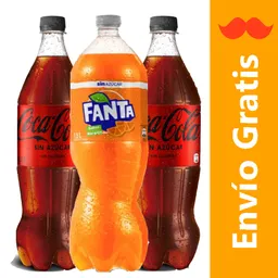 Pack Coca Cola Zero y Fanta Zero 1.5 L