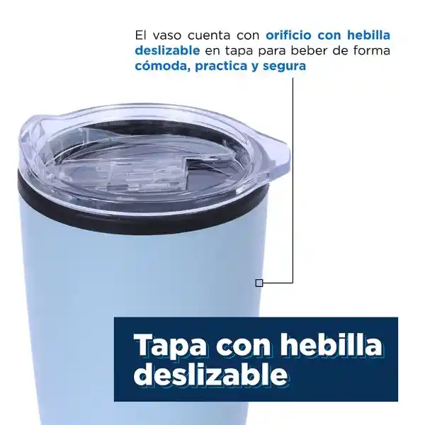 Miniso Vaso de Acero Inoxidable Para Coche Azul 500 mL