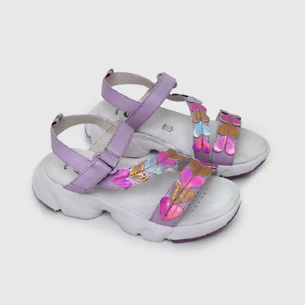 Sandalias Hebilla Doble Ajuste Morado Talla 30
