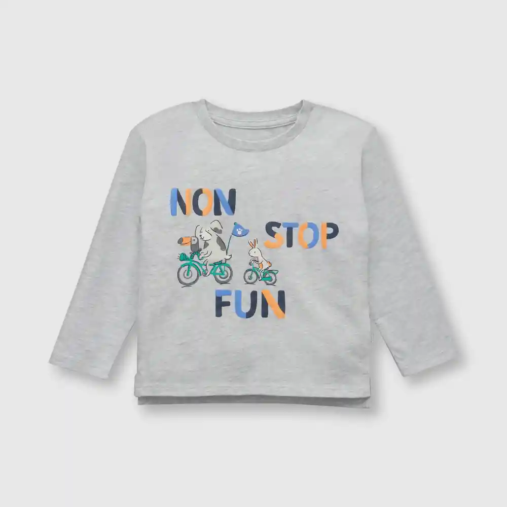 Polera Perros De Bebé Niño Gris Talla 18/24m