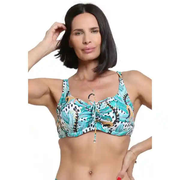 Bikini Copa C-D Blanda Estampado Verde Talla 48 Samia