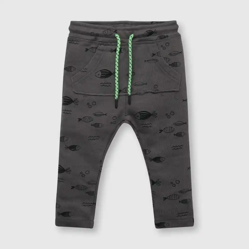 Pantalón Estampado Bebé Niño Gris Talla 3/6m
