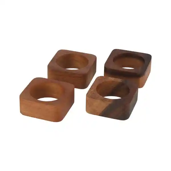 Set Anillos Madera de Acacia Para Servilletas