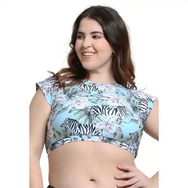 Bikini Estilo Crop Top Estampado Verde Talla S Samia