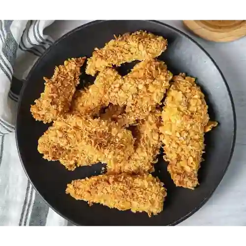 Pollo Apanado con Arroz Chaufan