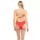 Trikini Con Nudo Ajustable Estampado Rojo Talla L Samia