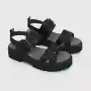 Sandalias Hebilla Y Velcro Ajustable Niña Negro Talla 28