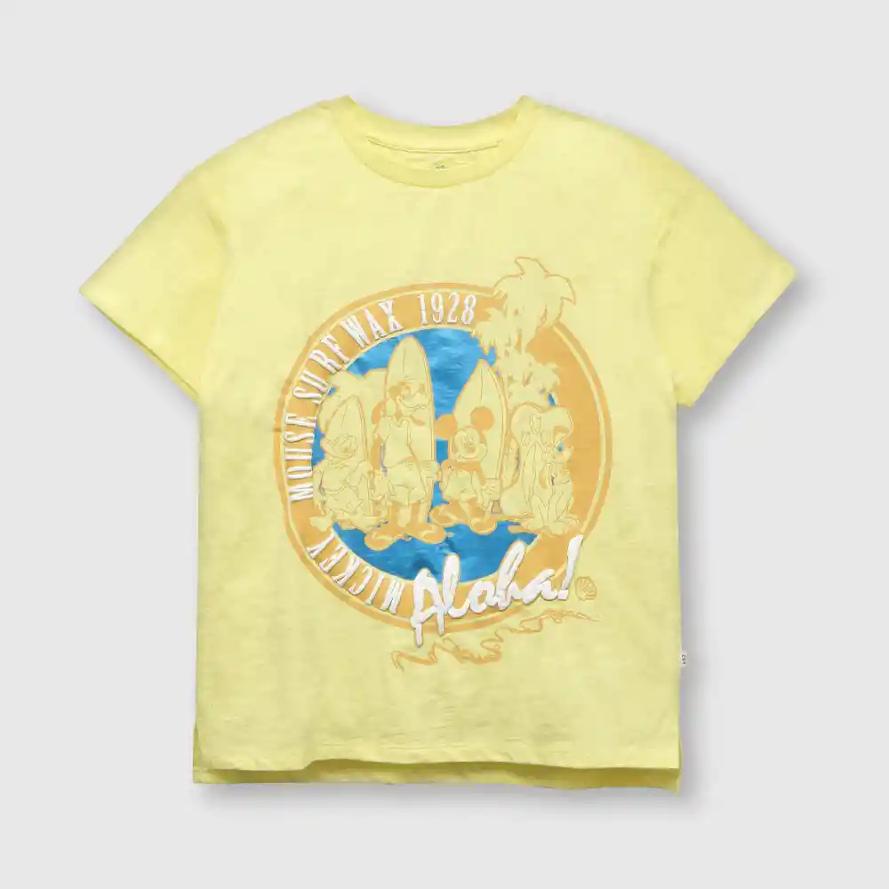 Polera Mickey De Niño Amarilla Talla 3a