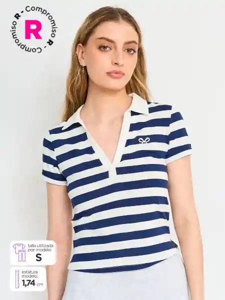 Index Polera Manga Corta Derug Cor Navy S P5 S25
