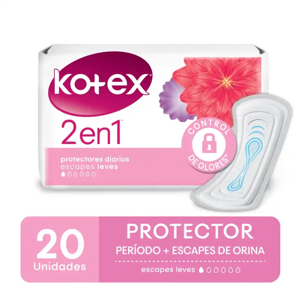 Kotex Protector Diario 2 En 1 Regular 20Un