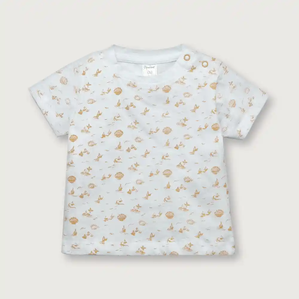 Polera Manga Corta Mar De Niño Beige Talla 6m