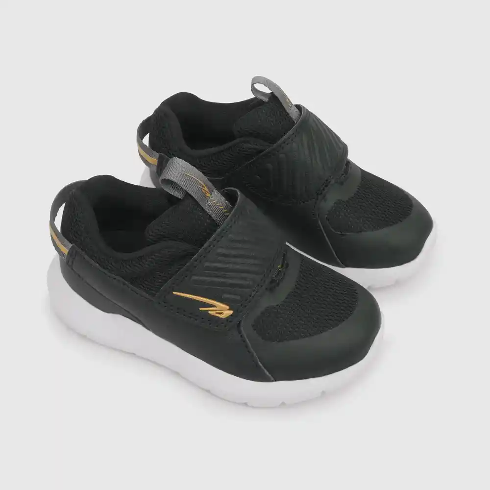 Zapatillas Deportivas Para Niño Negro Y Dorado Talla 23