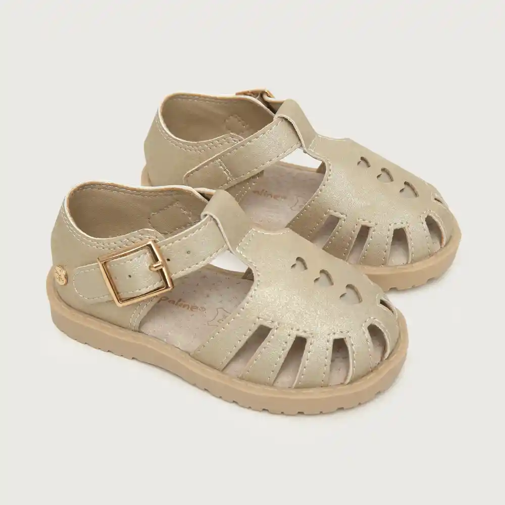 Sandalias Corazones De Niña Dorada Talla 22