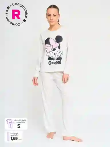 Mickey & Minnie Pijama Manga Larga Recto Malengue Gris XL V26
