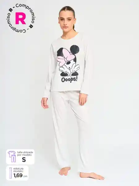Mickey & Minnie Pijama Manga Larga Recto Malengue Gris XL V26