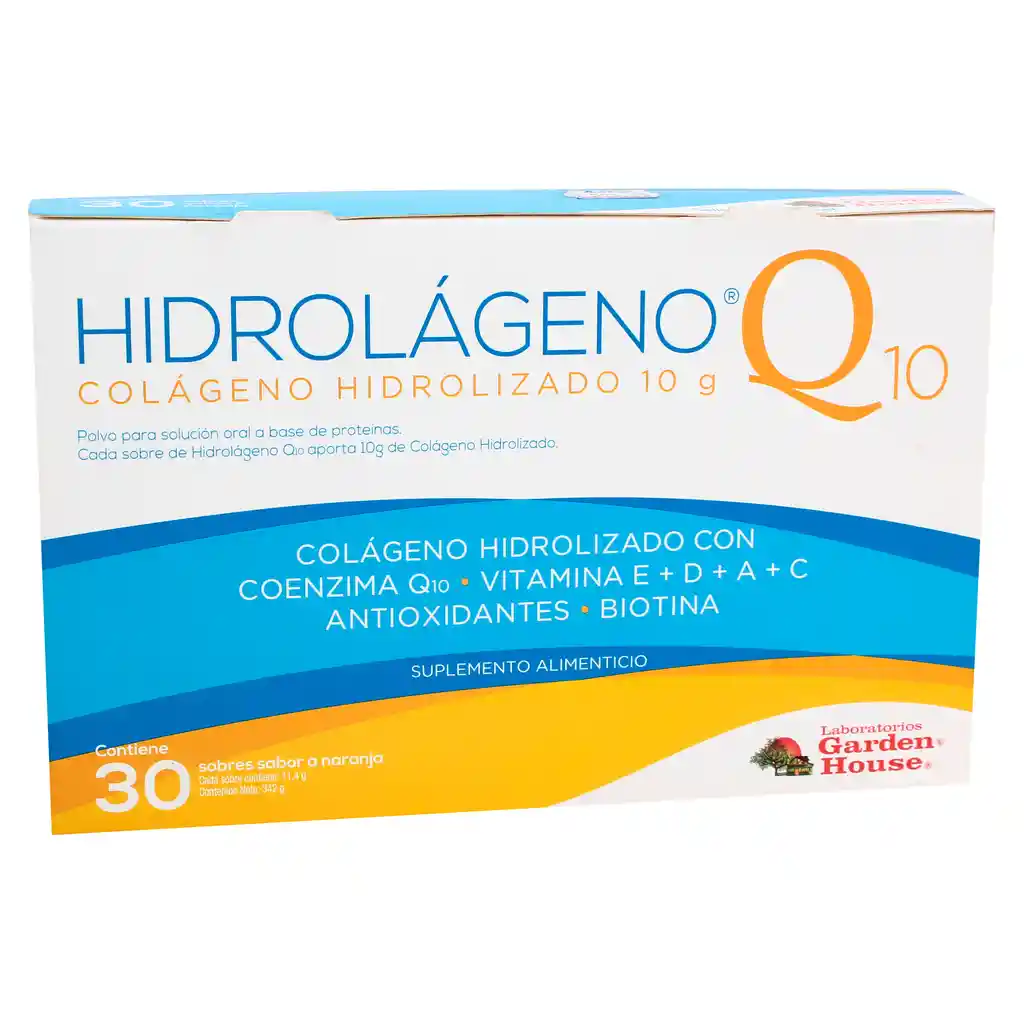 Colageno Hidrolizado Hidrolageno Q10 Sabor Naranja 30 Sobres