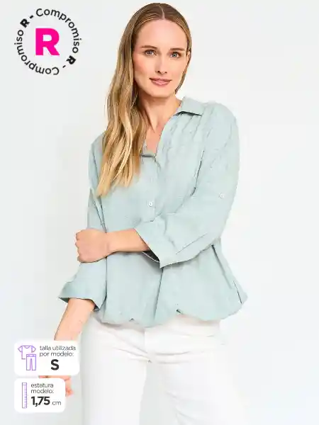 Aziz Blusa M34 Cuello Solid-C Ess Menta M S25