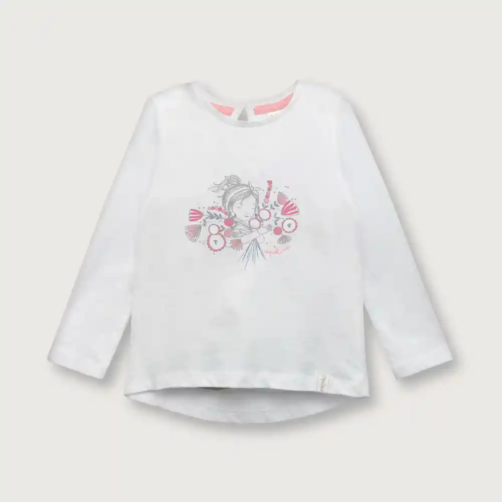 Polera Manga Larga Para Niña Blanca Talla 6m