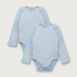 Pack Body Manga Larga Bebé Niño Celeste Talla 12m