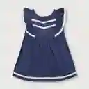 Vestido De Lino Niña Navy Talla 4m