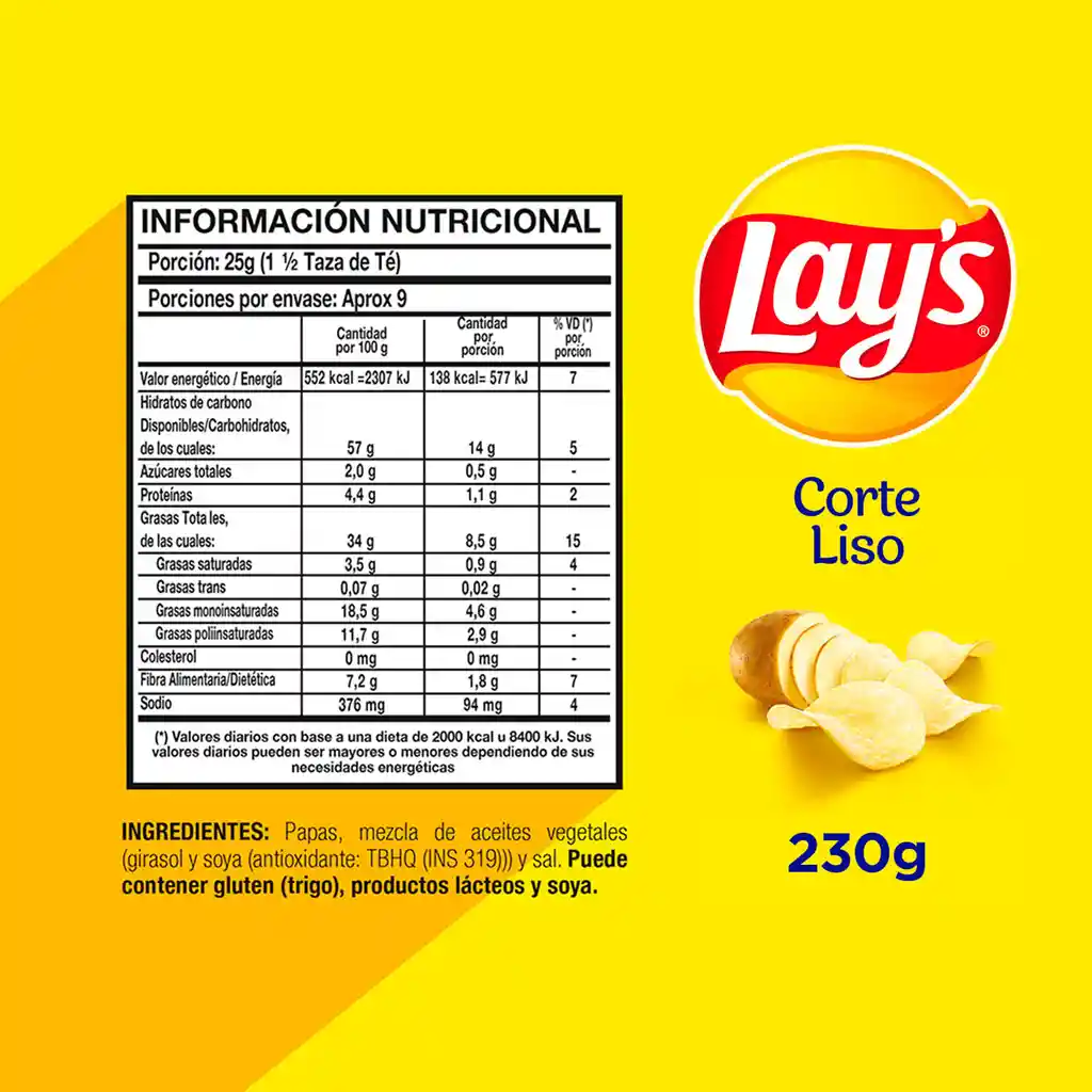 Lays Snacks de Papas Fritas Corte Liso