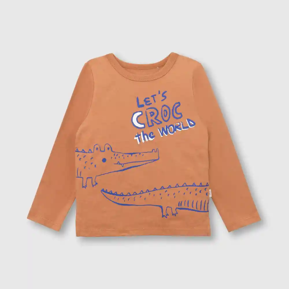 Polera Cocodrilo Bebé Niño Naranjo Talla 9/12 Meses