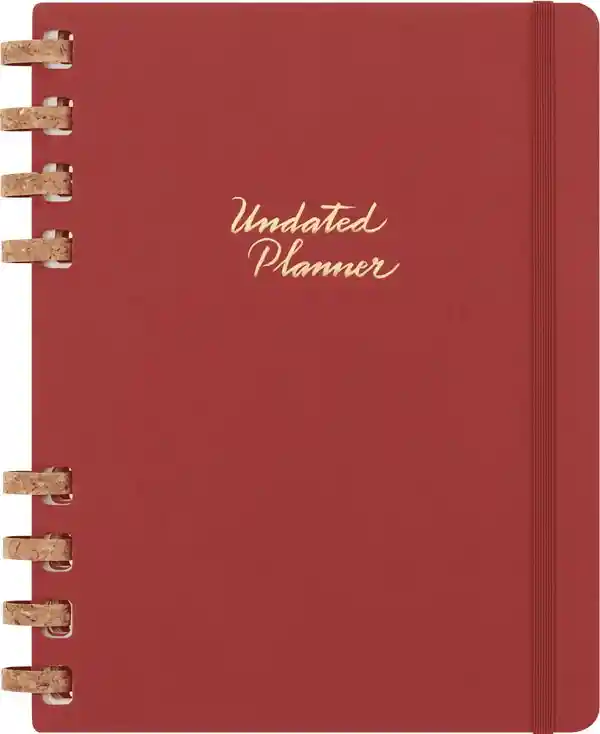 Agenda Sin Fecha En Espiral - Mensual Y Semanal - Xl - Cereza