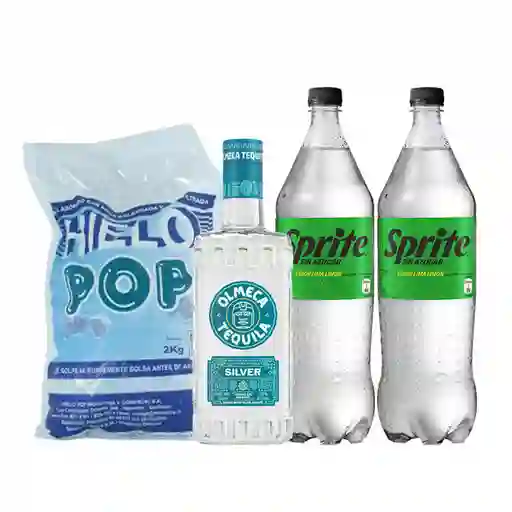 Combo Olmeca Tequila Blanco 38? Pop Hielo Sprite Gaseos