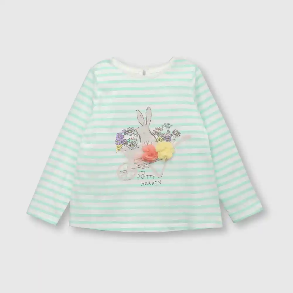Polera De Bebé Conejo Niña Menta Talla 9/12m