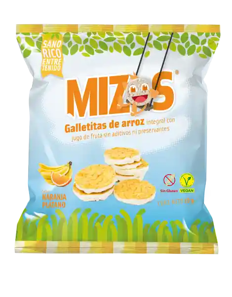 Mizos Galleta de Arroz Naranja Plátano 16 g