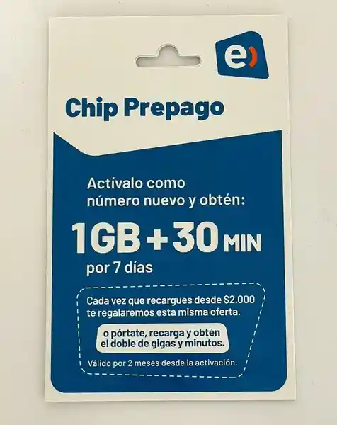 Entel Chip 150 Mega + 150 Minutos + 100 Sms