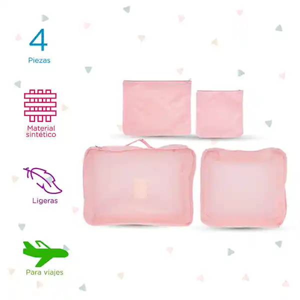 Organizador de Viaje Plegable 4 Espacios Rosa Miniso