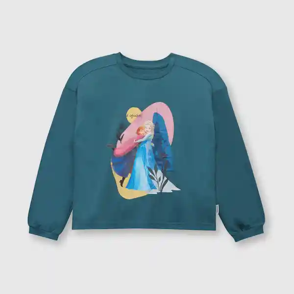 Polera Frozen de Niña Petróleo Talla 2A Colloky