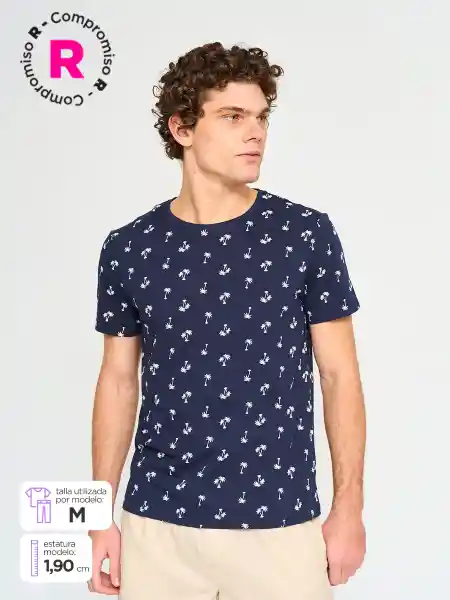 Kenneth Stevens Polera Manga Corta Enta Azul Marino L SS25