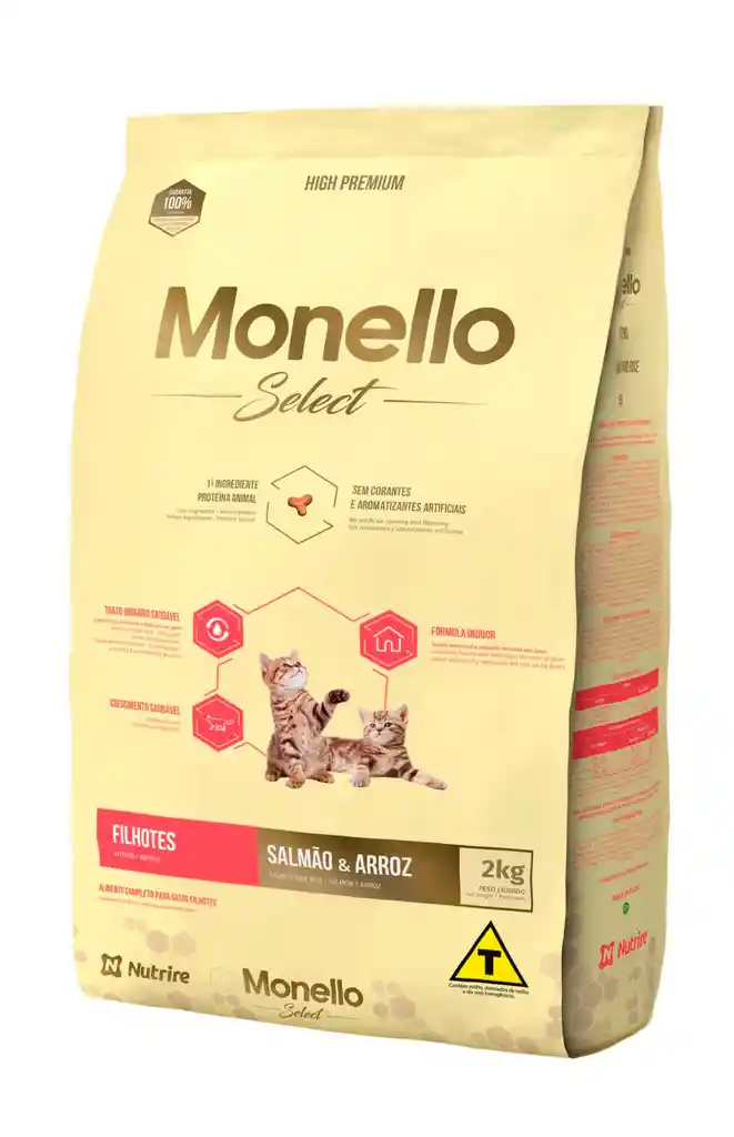 Monello Alimento para Gatos Cachorros Sabor a Salmón y Arroz