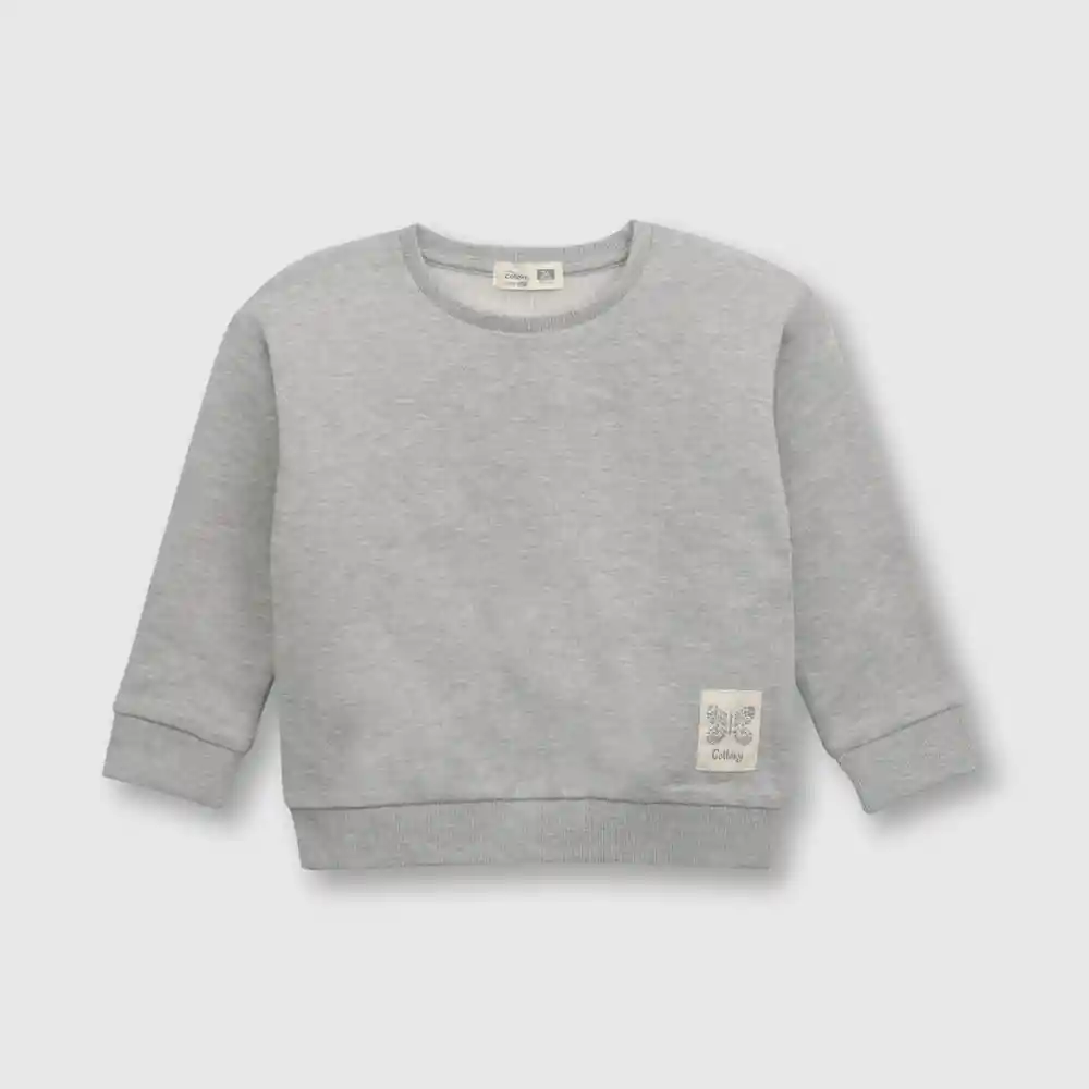 Polerón Clásico De Bebé Niña Gris Talla 6/9 Meses