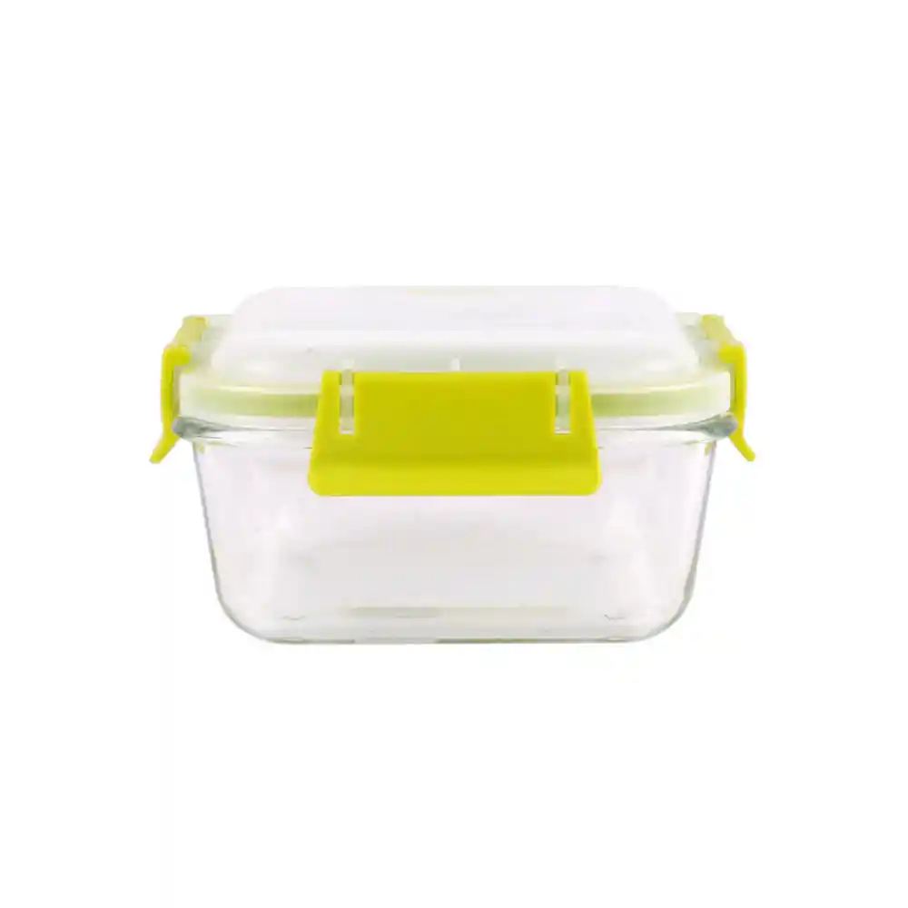 Krea Contenedor Hermético Vidrio Cuadrado Color Verde