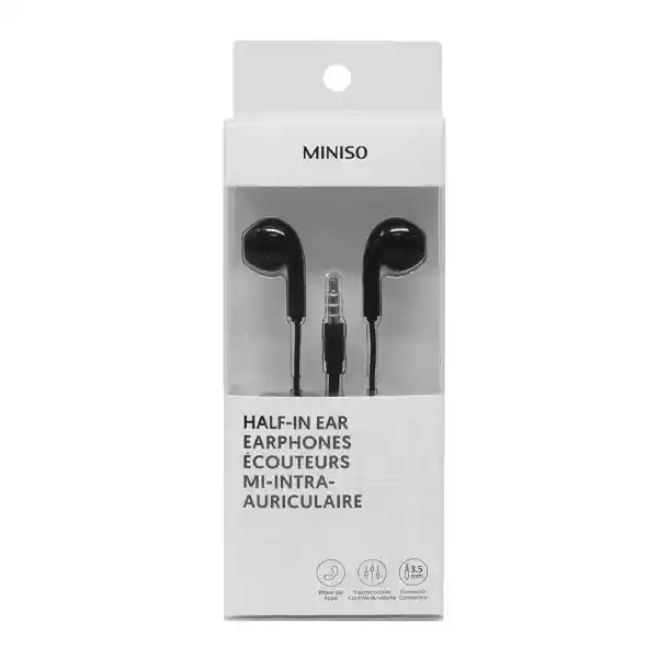 Miniso Audífonos de Cable Negro Mod Hf 230