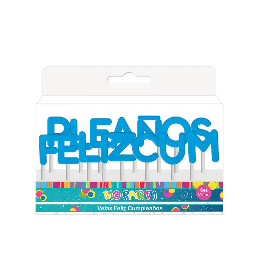 Set Velas Feliz Cumpleanos Glitter Big Party
