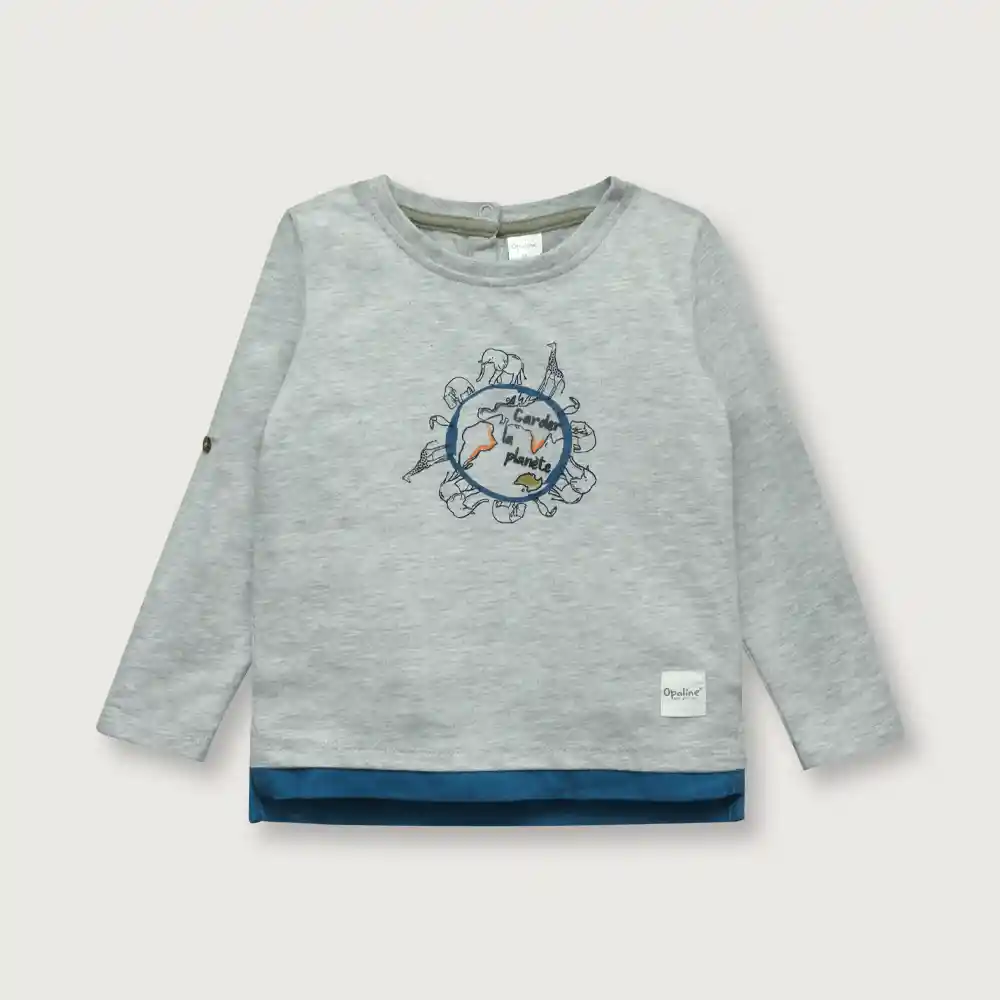 Polera Animales Niño Gris Talla 9m