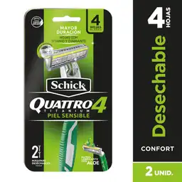 Schick Maquina de Afeitar Quattro Titanium Sensitive  para Hombre