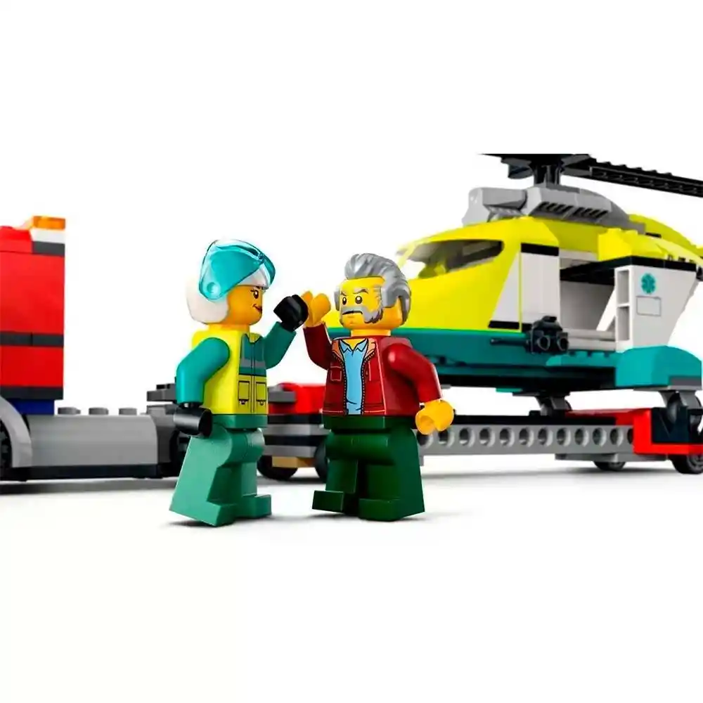 Lego Set de Construcción Transporte Del Helicóptero de Rescate