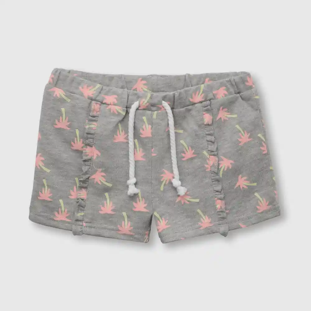 Short De Niña Palmeras Gris Talla 3/6 Meses