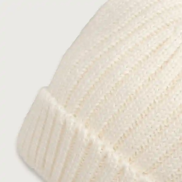 Gorro de Niña de Lana Tejido Rib Pompon Crema Talla XL Opaline